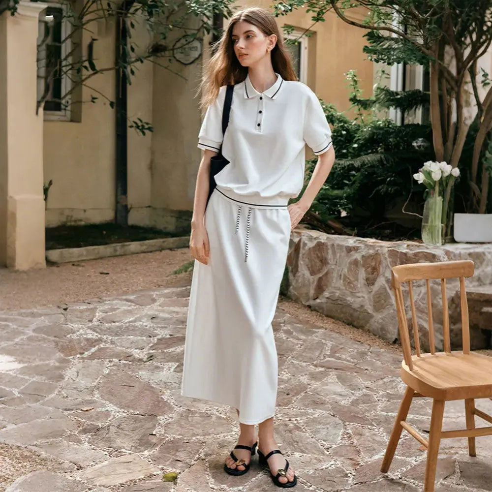 White Polo Skirt Set Zuri Lou