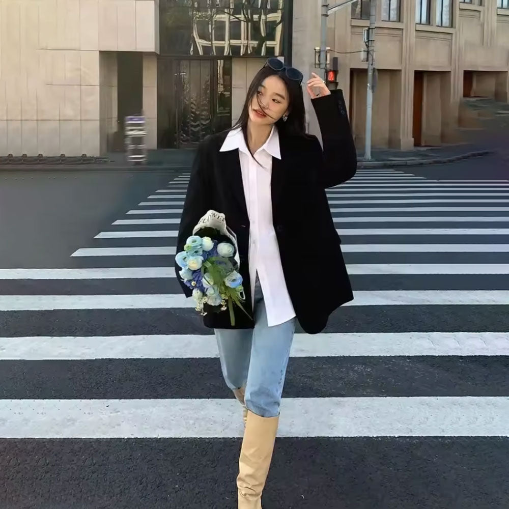 Black Back-Slit Blazer Zuri Lou