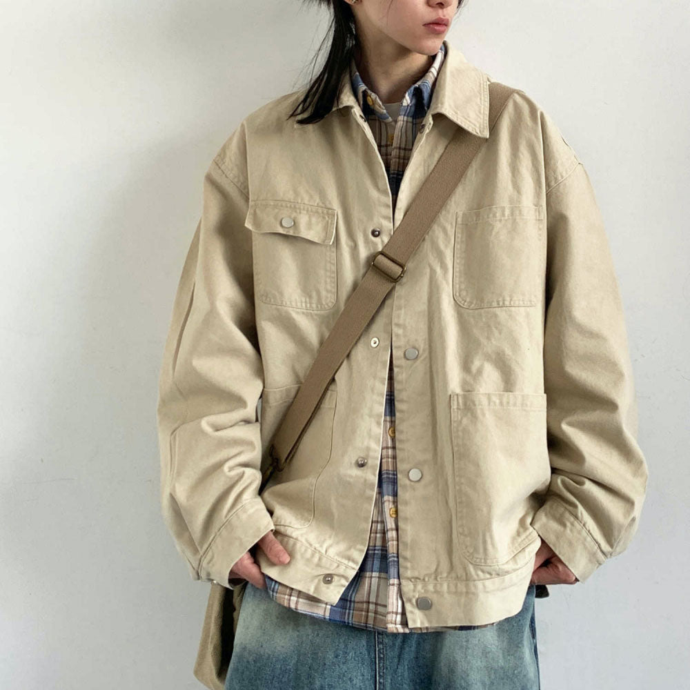 Cotton Work Jacket with Multiple Pockets Zuri Lou