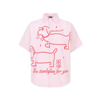 Graffiti Puppy Striped Button-Up Shirt Zuri Lou