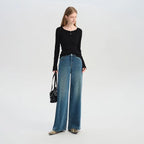 Emerald Wide Leg Denim Trousers Zuri Lou