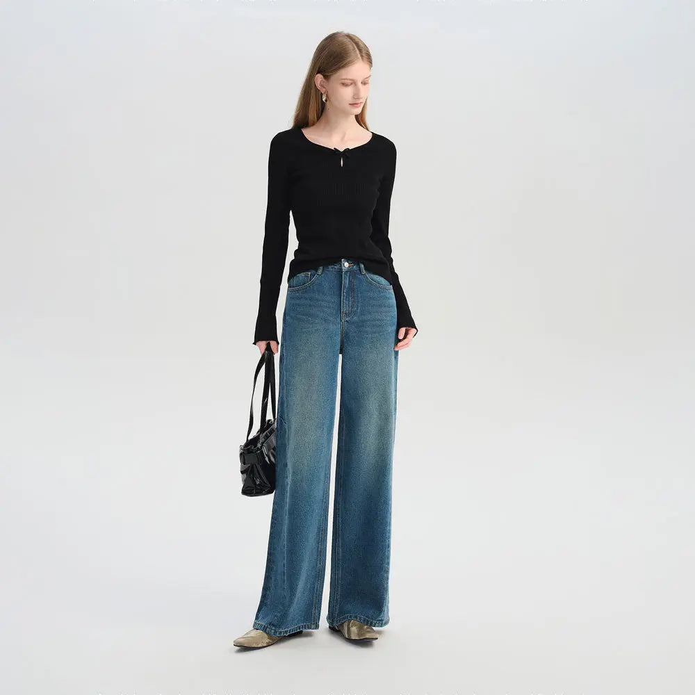 Emerald Wide Leg Denim Trousers Zuri Lou