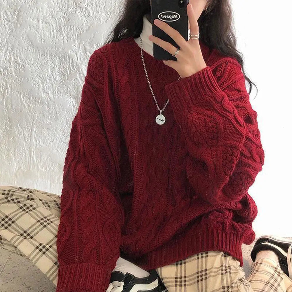 Red Vintage Knitted Sweater for Women Zuri Lou