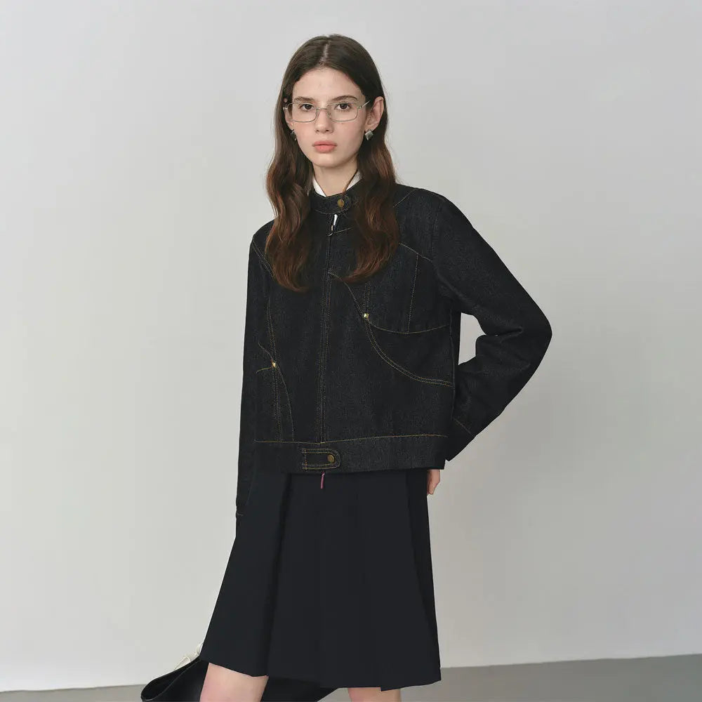 Asymmetric Black Denim Jacket Zuri Lou