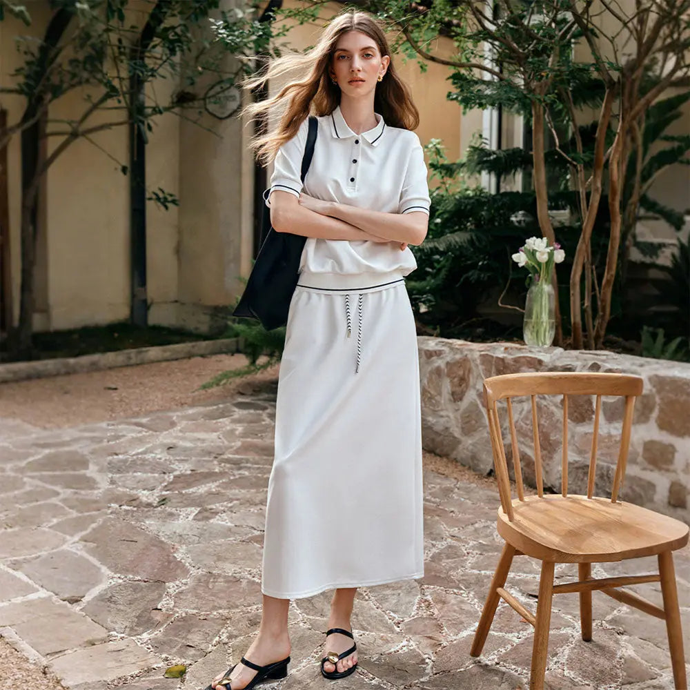 White Polo Skirt Set Zuri Lou