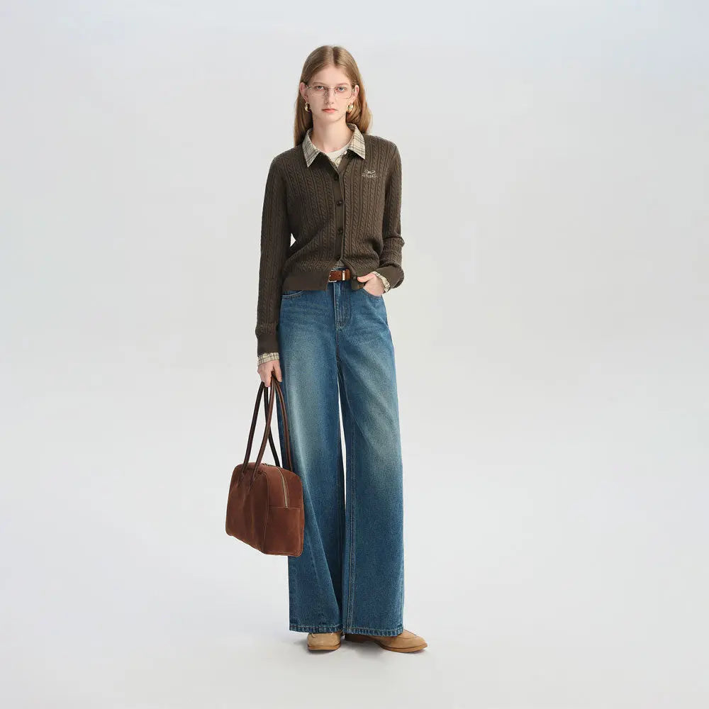 Emerald Wide Leg Denim Trousers Zuri Lou