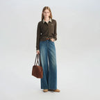 Emerald Wide Leg Denim Trousers Zuri Lou