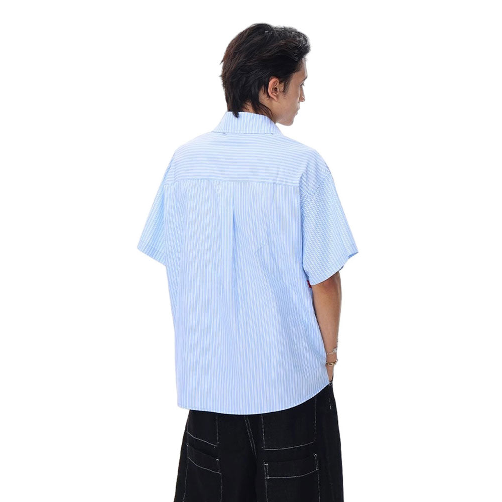 Graffiti Puppy Striped Button-Up Shirt Zuri Lou