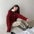 Red Vintage Knitted Sweater for Women Zuri Lou