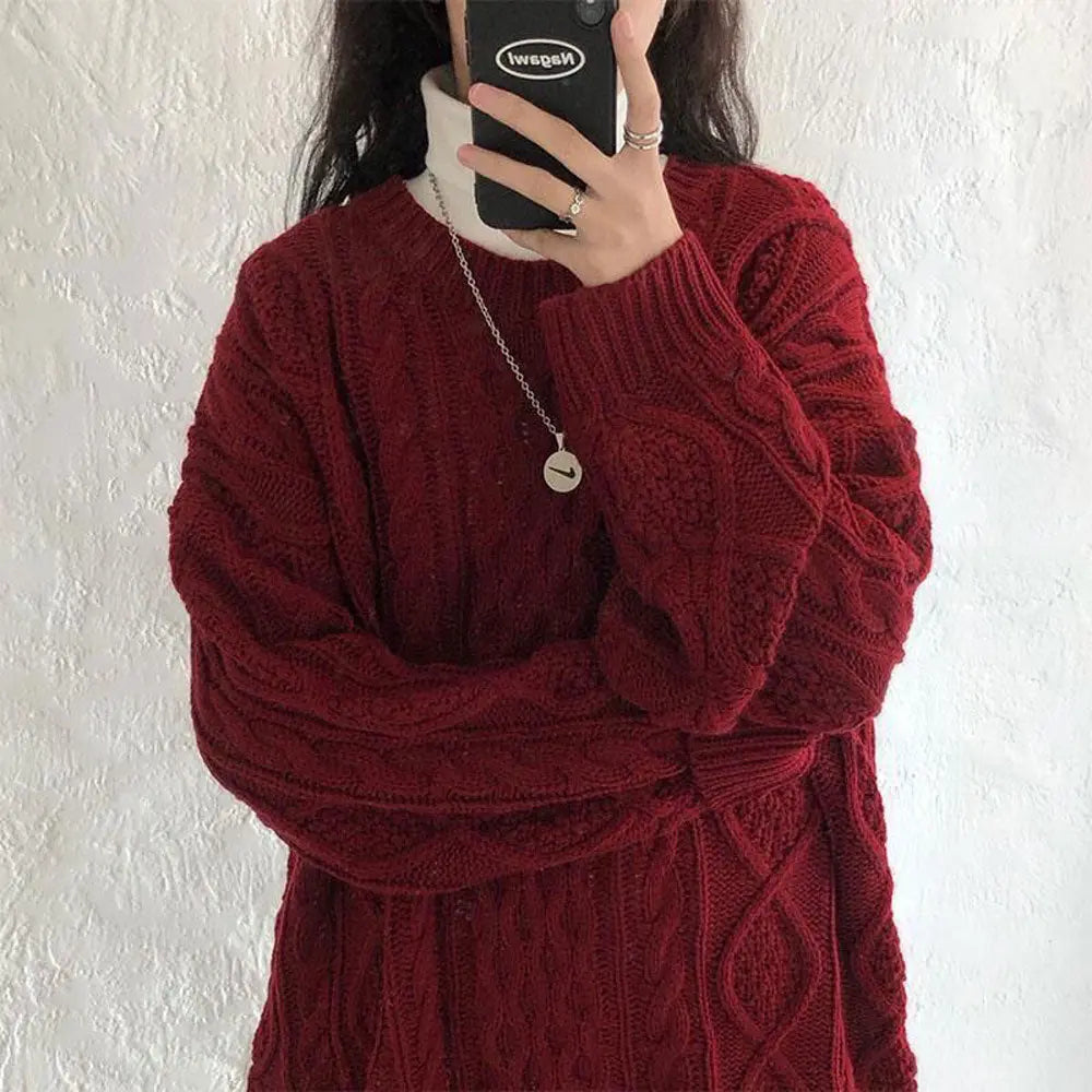 Red Vintage Knitted Sweater for Women Zuri Lou