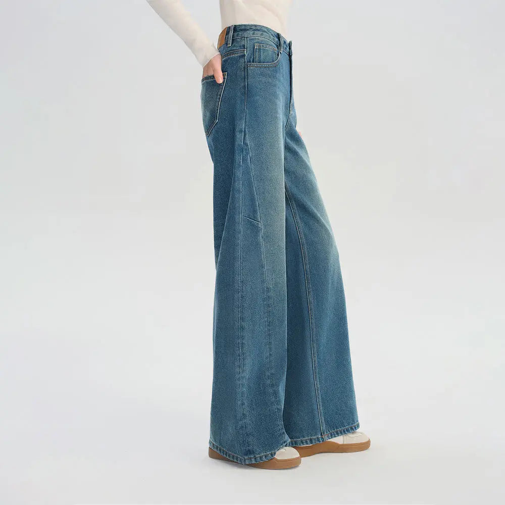 Emerald Wide Leg Denim Trousers Zuri Lou