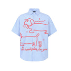 Graffiti Puppy Striped Button-Up Shirt Zuri Lou
