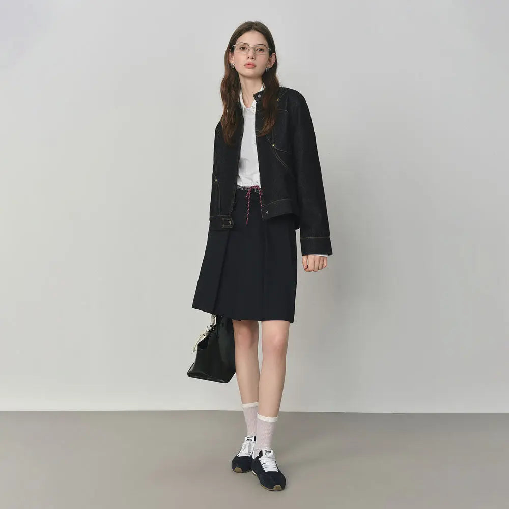 Asymmetric Black Denim Jacket Zuri Lou