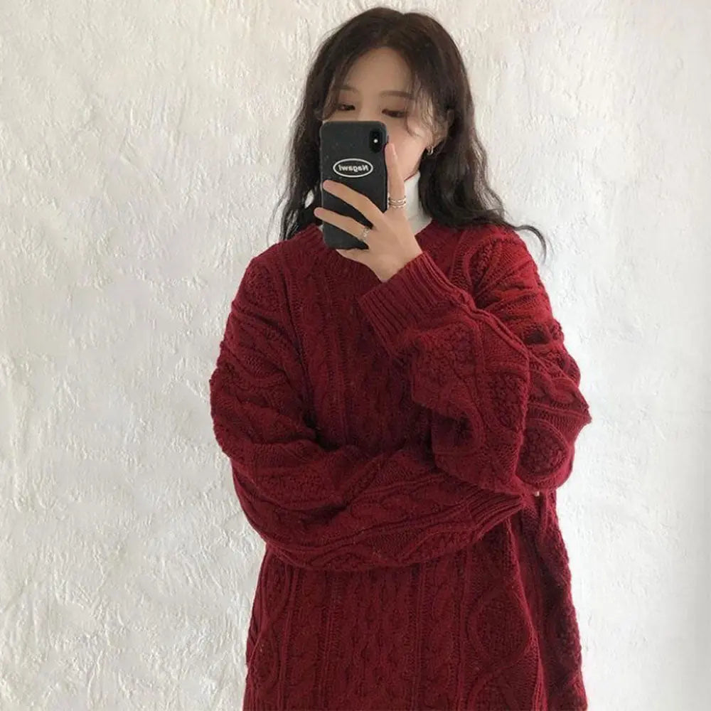 Red Vintage Knitted Sweater for Women Zuri Lou