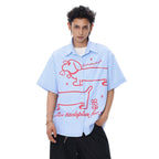 Graffiti Puppy Striped Button-Up Shirt Zuri Lou