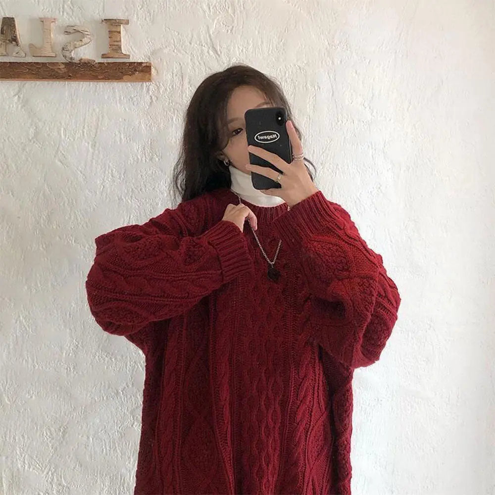 Red Vintage Knitted Sweater for Women Zuri Lou
