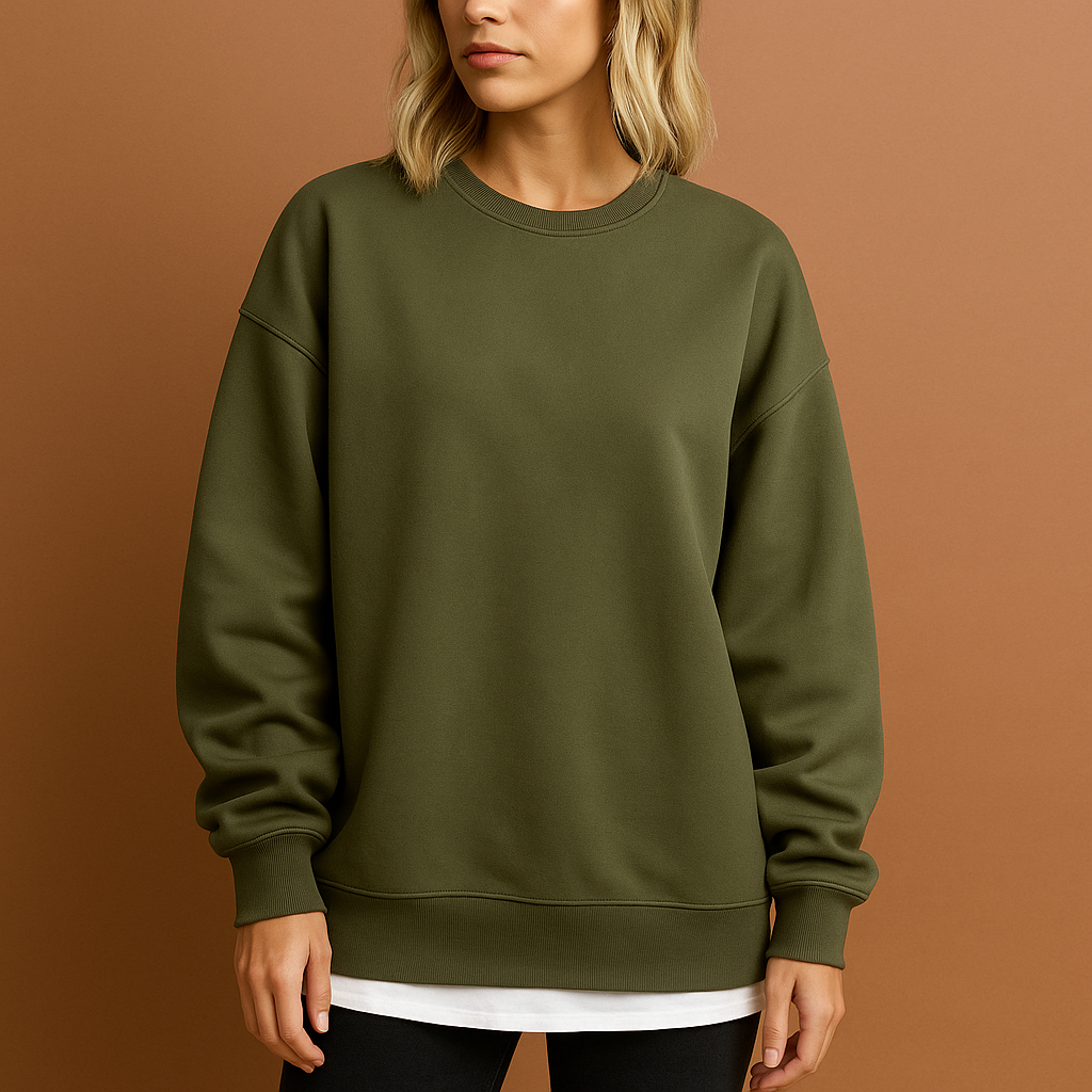 Women’s long oversized sweater in army green with relaxed fit, soft and stylish for cozy fall and winter outfits.