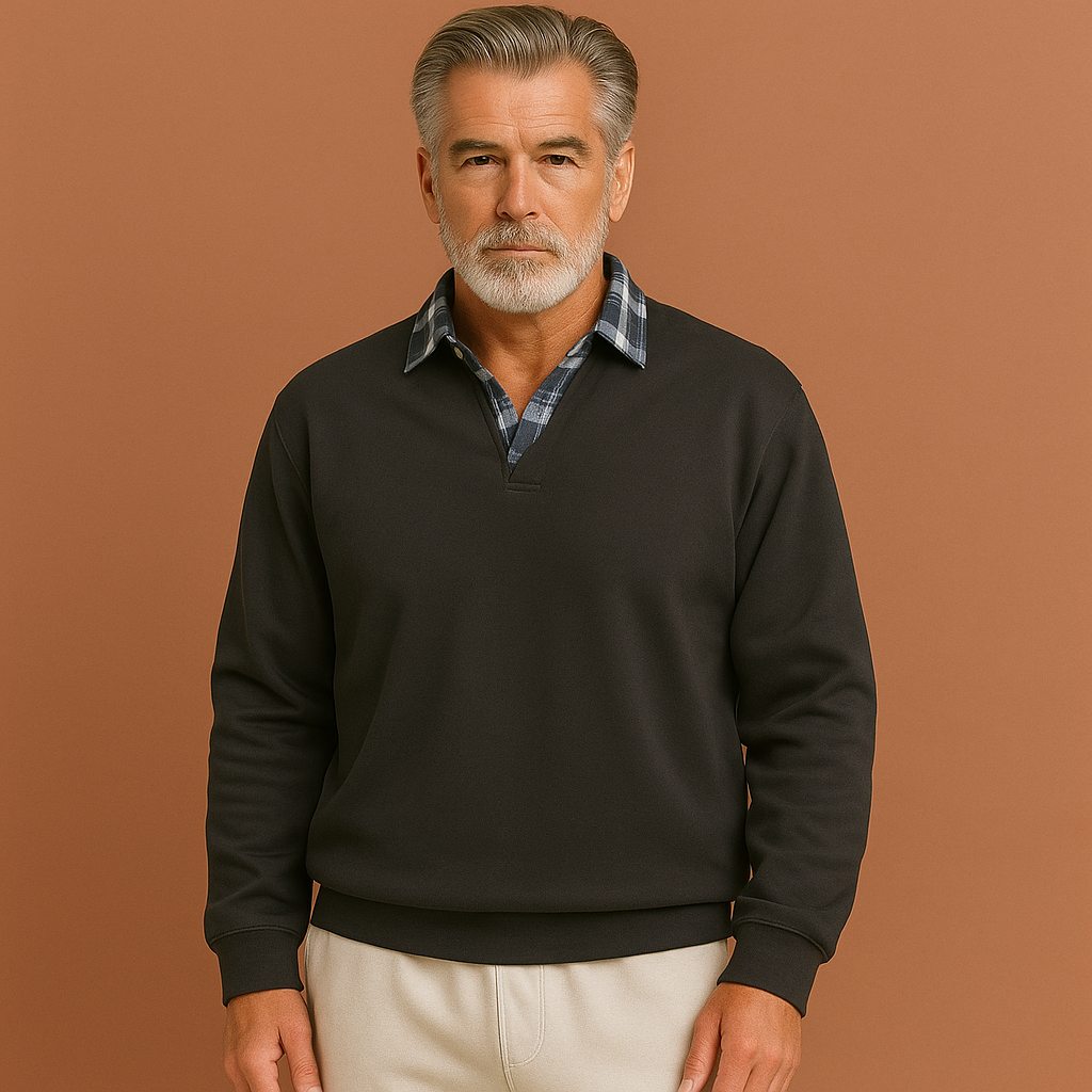 Lightweight men’s sweater in black with breathable design, relaxed fit for casual and stylish summer outfits.