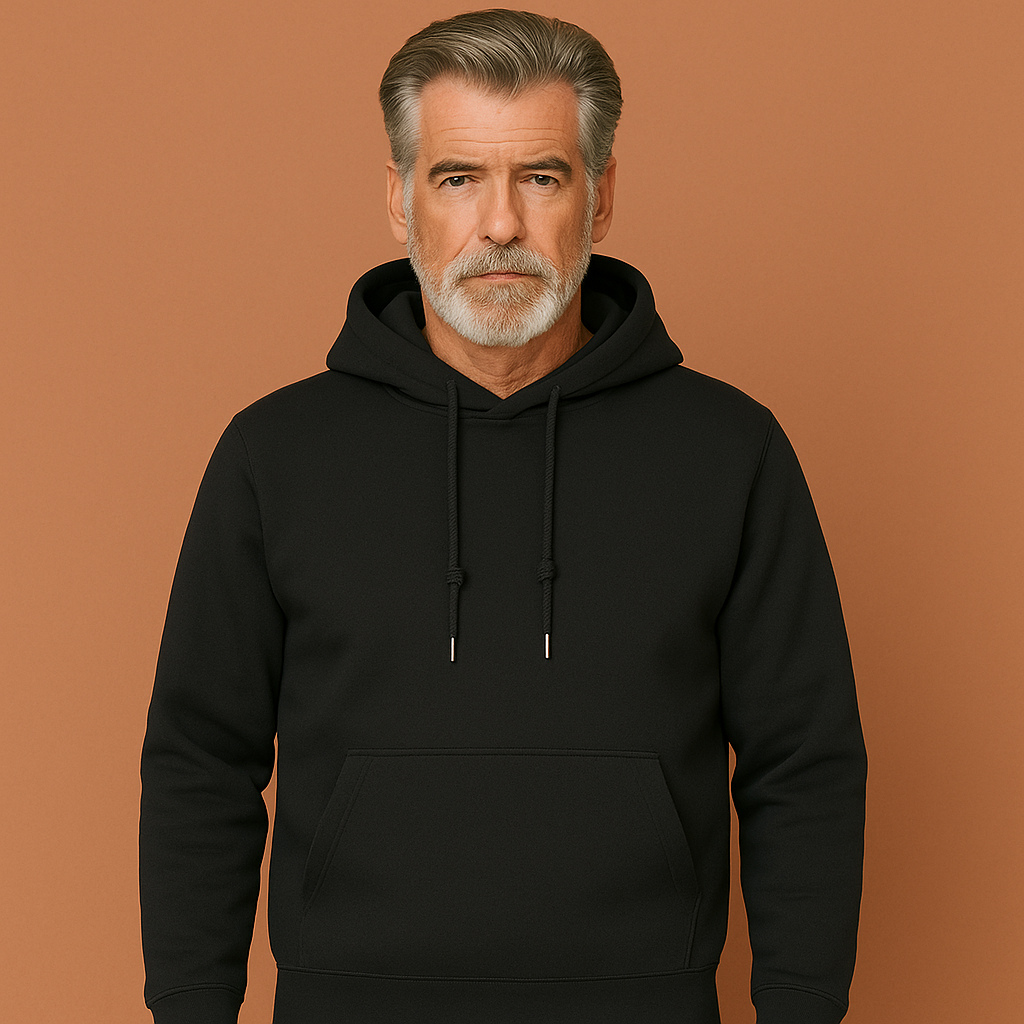 Men’s casual hoodie in black with relaxed fit, soft and comfortable for daily and lounge wear.