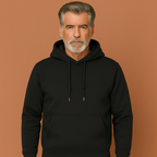 Men’s casual hoodie in black with relaxed fit, soft and comfortable for daily and lounge wear.