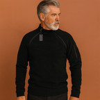 Men’s tactical fleece sweater in black with windproof design, durable and comfortable for outdoor adventures.