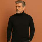Men’s turtleneck sweater in black with timeless design, stylish and comfortable for business and casual winter outfits
