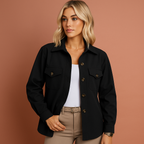 Women’s fall jacket in black with elegant design, soft and comfortable for casual and stylish outfits.