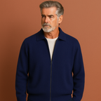 Men’s zip-up cardigan in blue with regular fit, modern design and comfortable feel for casual and semi-formal outfits.