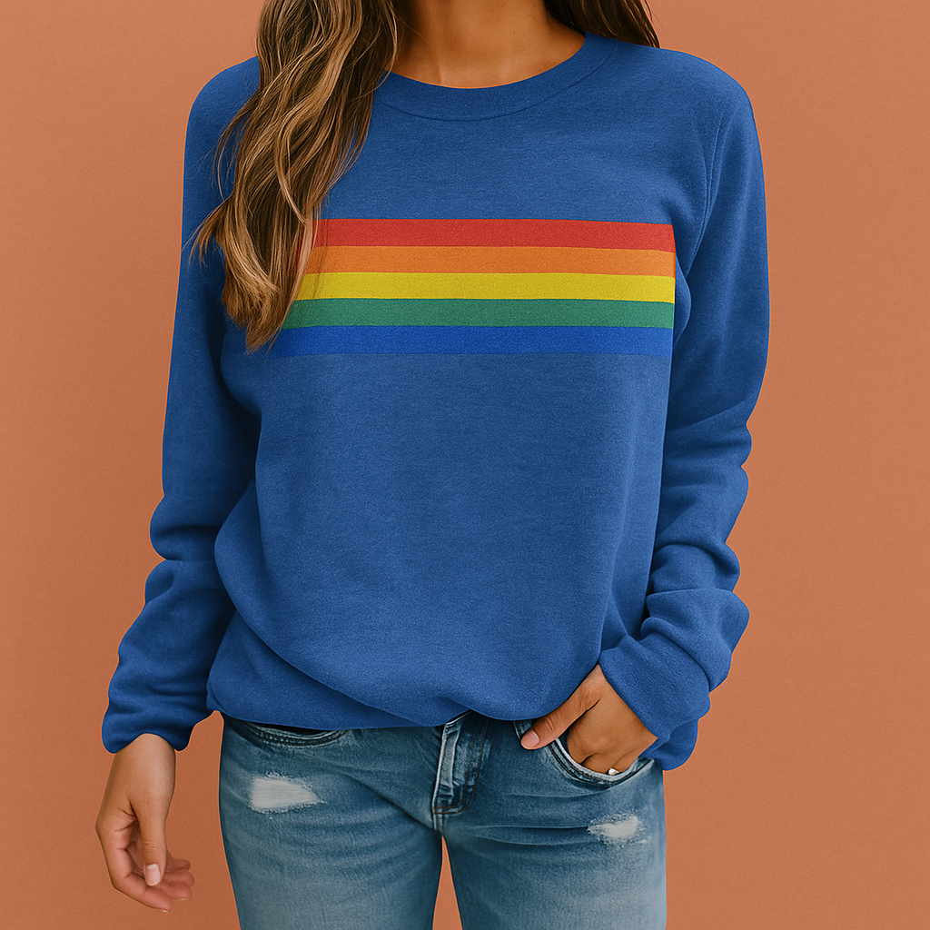 Women’s sweater in blue with round neckline, soft and comfortable for casual and stylish outfits.