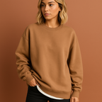 Women’s long oversized sweater in brown with relaxed fit, soft and stylish for cozy fall and winter outfits.