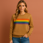 Women’s sweater in brown with round neckline, soft and comfortable for casual and stylish outfits.