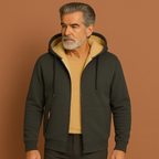 Men’s fleece sweater in dark grey with fur lining, warm and comfortable for casual and stylish winter outfits.