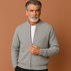Men’s premium soft cardigan in gray, warm and comfortable with a timeless design for casual and formal outfits.
