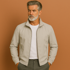 Men’s windproof summer jacket in gray with a modern fit, lightweight and stylish for spring and summer outfits.