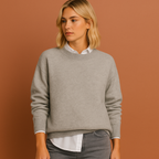 Women’s sweater in gray with minimalist design, soft and comfortable for casual and stylish outfits.
