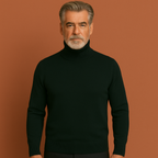 Men’s turtleneck sweater in green with timeless design, stylish and comfortable for business and casual winter outfits.