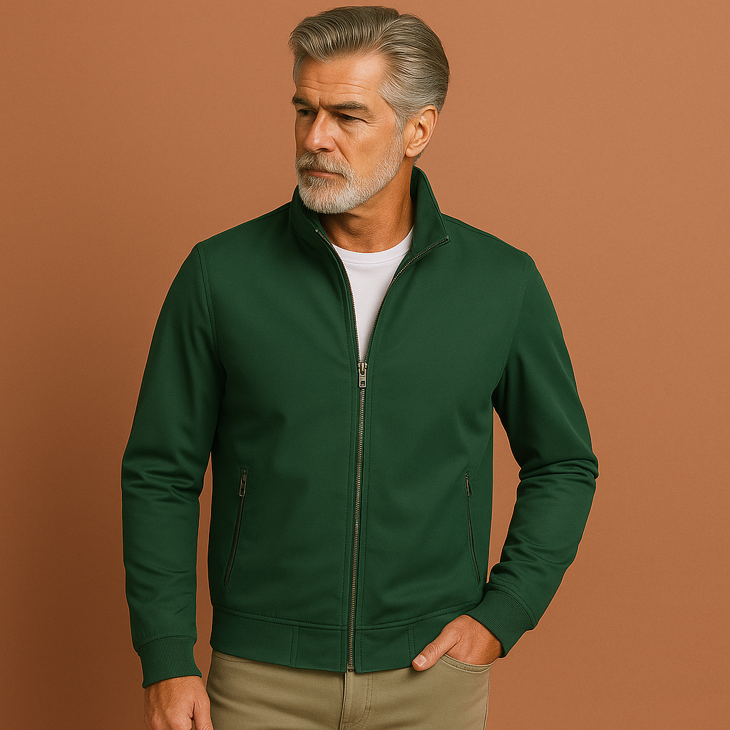 Men’s windproof summer jacket in green with a modern fit, lightweight and stylish for spring and summer outfits.