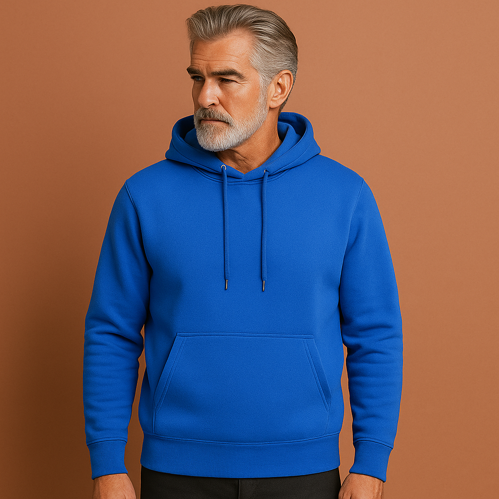 Men’s casual hoodie in light blue with relaxed fit, soft and comfortable for daily and lounge wear.