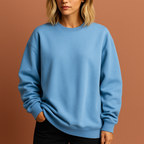 Women’s long oversized sweater in light blue with relaxed fit, soft and stylish for cozy fall and winter outfits.