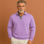 Lightweight men’s sweater in purple with breathable design, relaxed fit for casual and stylish summer outfits.