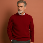 Men’s classic sweater in red with timeless design, comfortable and elegant for business and casual outfits.