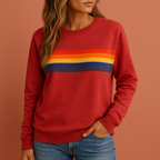 Women’s sweater in red with round neckline, soft and comfortable for casual and stylish outfits.