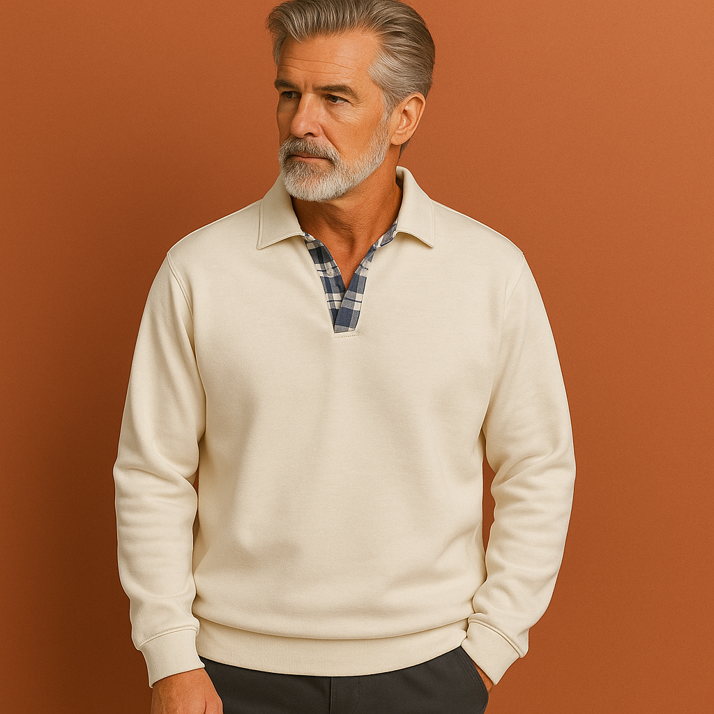 Lightweight men’s sweater in white with breathable design, relaxed fit for casual and stylish summer outfits.
