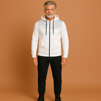 Men’s sporty slim fit tracksuit in white, flexible and breathable for workouts and casual wear.
