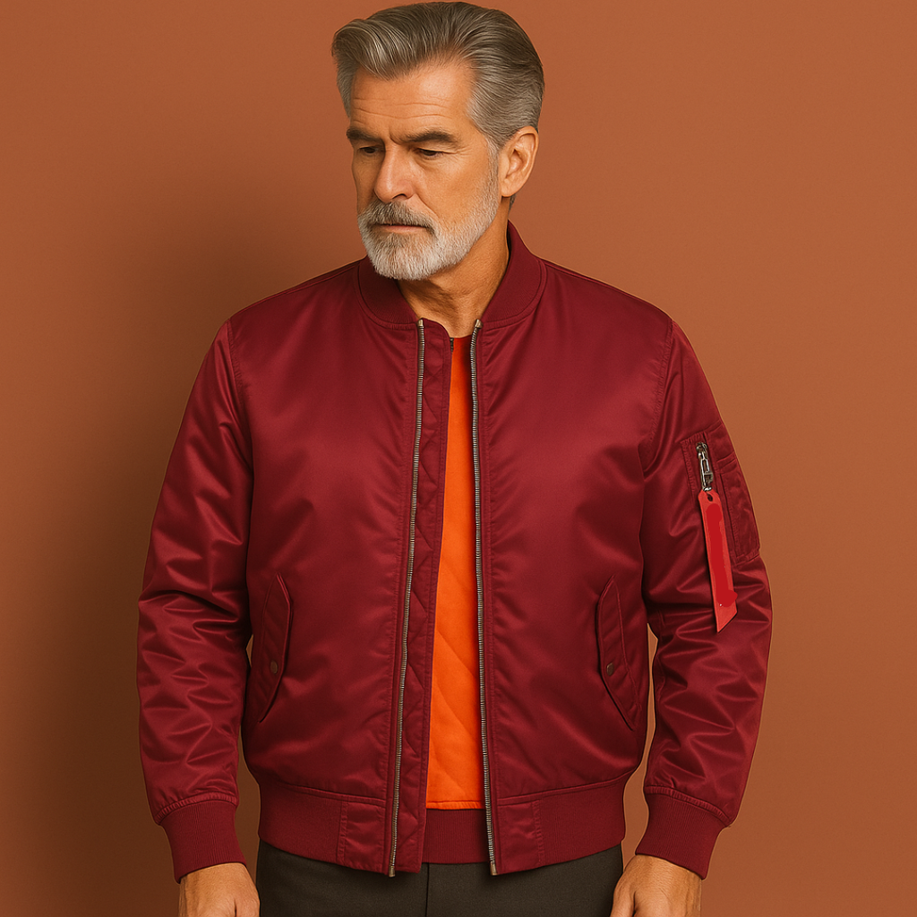 Men’s outdoor jacket in wine red with modern fit, breathable and lightweight for casual and outdoor wear.
