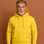 Men’s casual hoodie in yellow with relaxed fit, soft and comfortable for daily and lounge wear.
