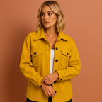 Women’s fall jacket in yellow with elegant design, soft and comfortable for casual and stylish outfits.